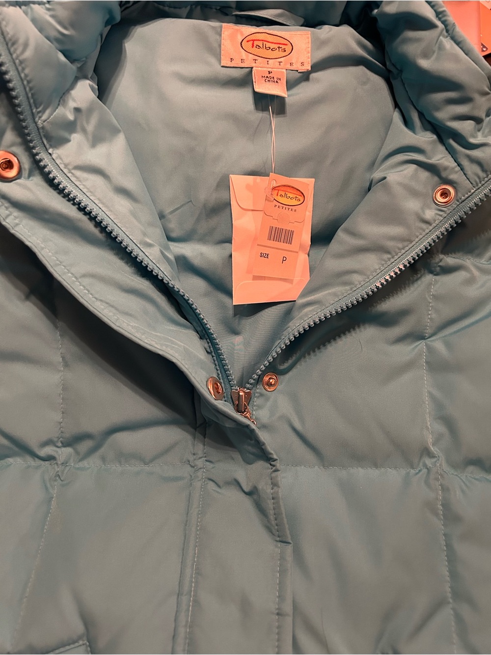 Talbots Petite Sky Blue Quilted Puffer Vest
